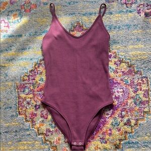 American Eagle Outfitters Ribbed Purple Bodysuit